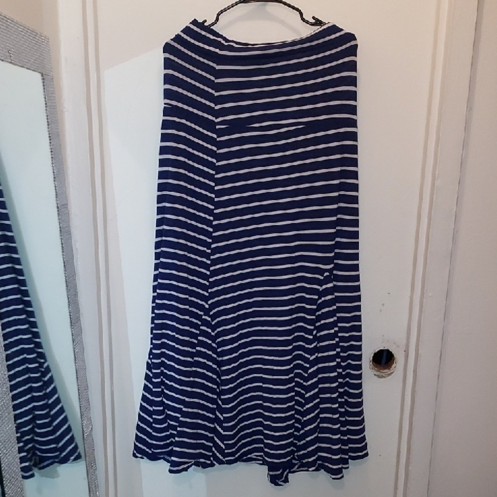 Navy and White Striped Women's Skirt